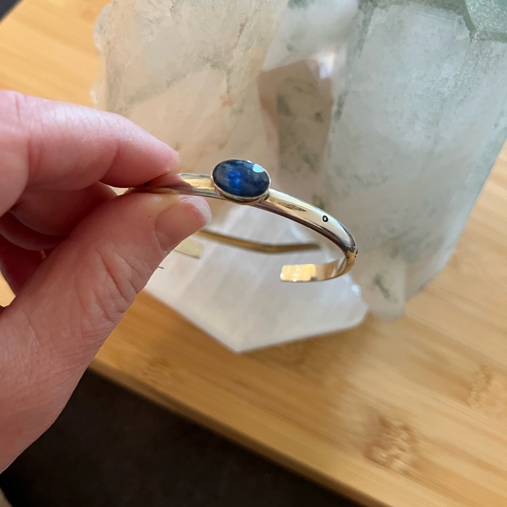 Elegant Blue kyanite Stone Silver Bracelet